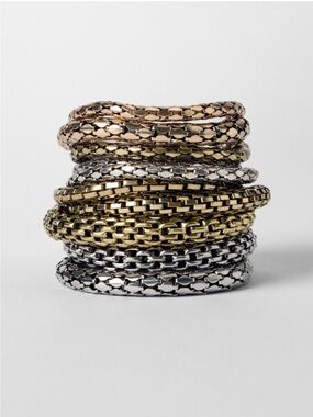 New! Zara x Kate Moss Gold Mixed Metal Bracelet Stack Set (7) NWOT